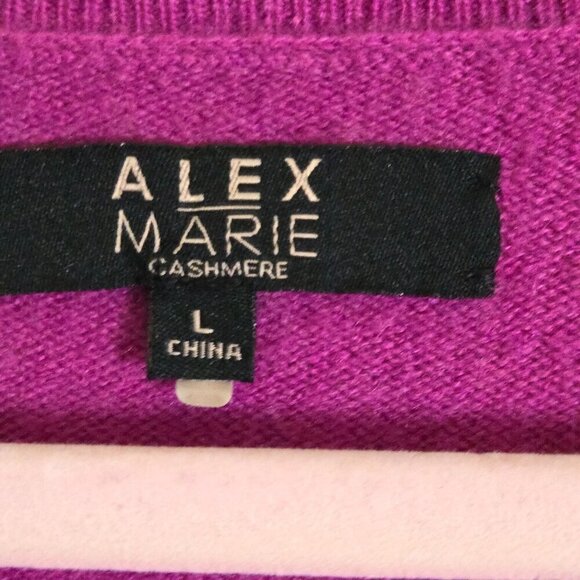 Alex Marie Rasberry 100% Cashmere V Neck Sweater Size L - Picture 4 of 4